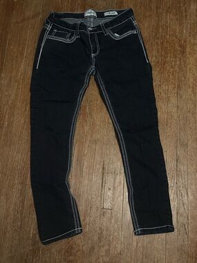 Daytrip Black Skinny Jeans with White Stitching Detail